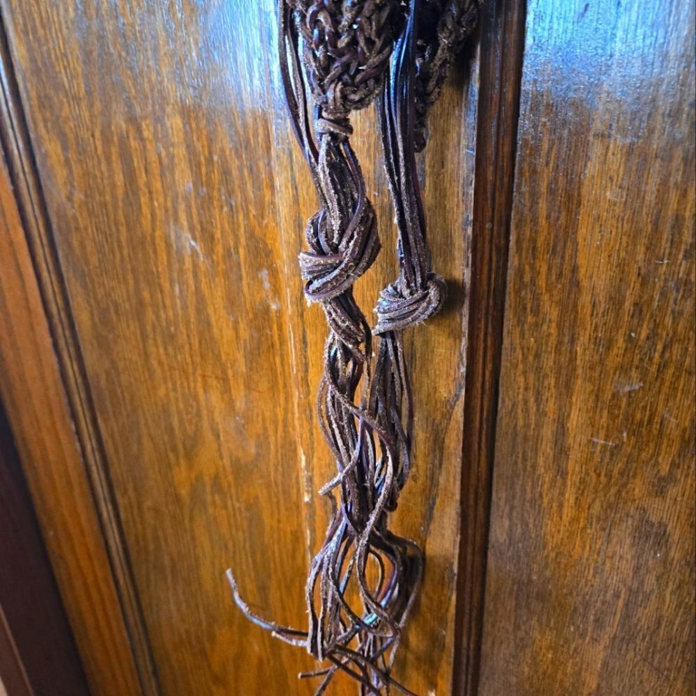 Vintage Woven Leather Belt with Fringe - Picture 4 of 6